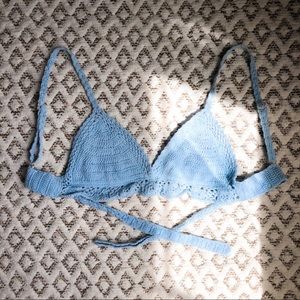 Kendall & Kylie Blue Crochet Bikini Top